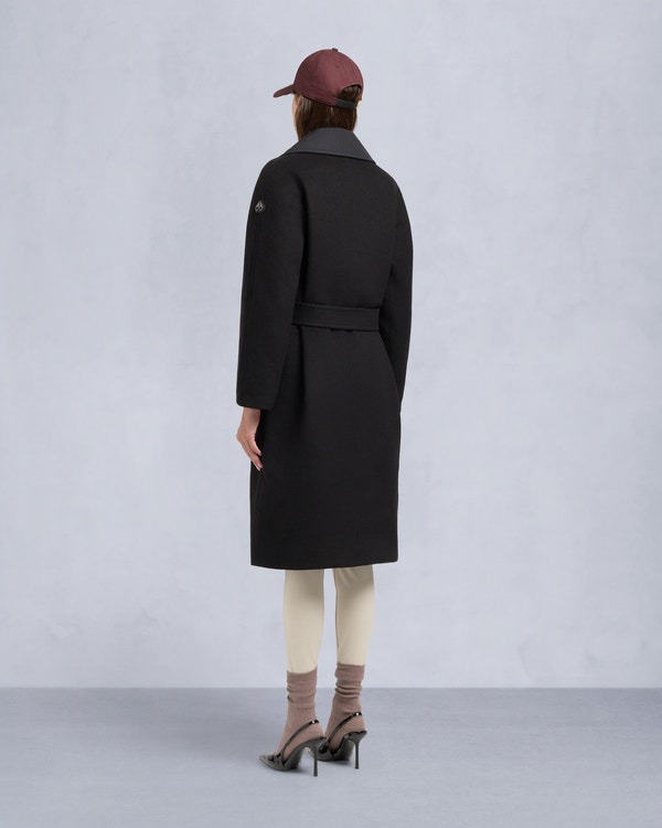 LAFLEUR WOOL LONG WRAP COAT-BLACK