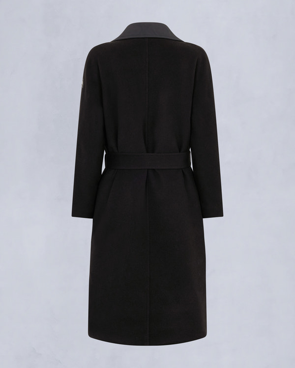 LAFLEUR WOOL LONG WRAP COAT-BLACK