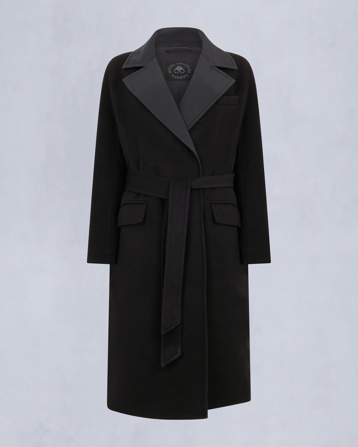 LAFLEUR WOOL LONG WRAP COAT-BLACK
