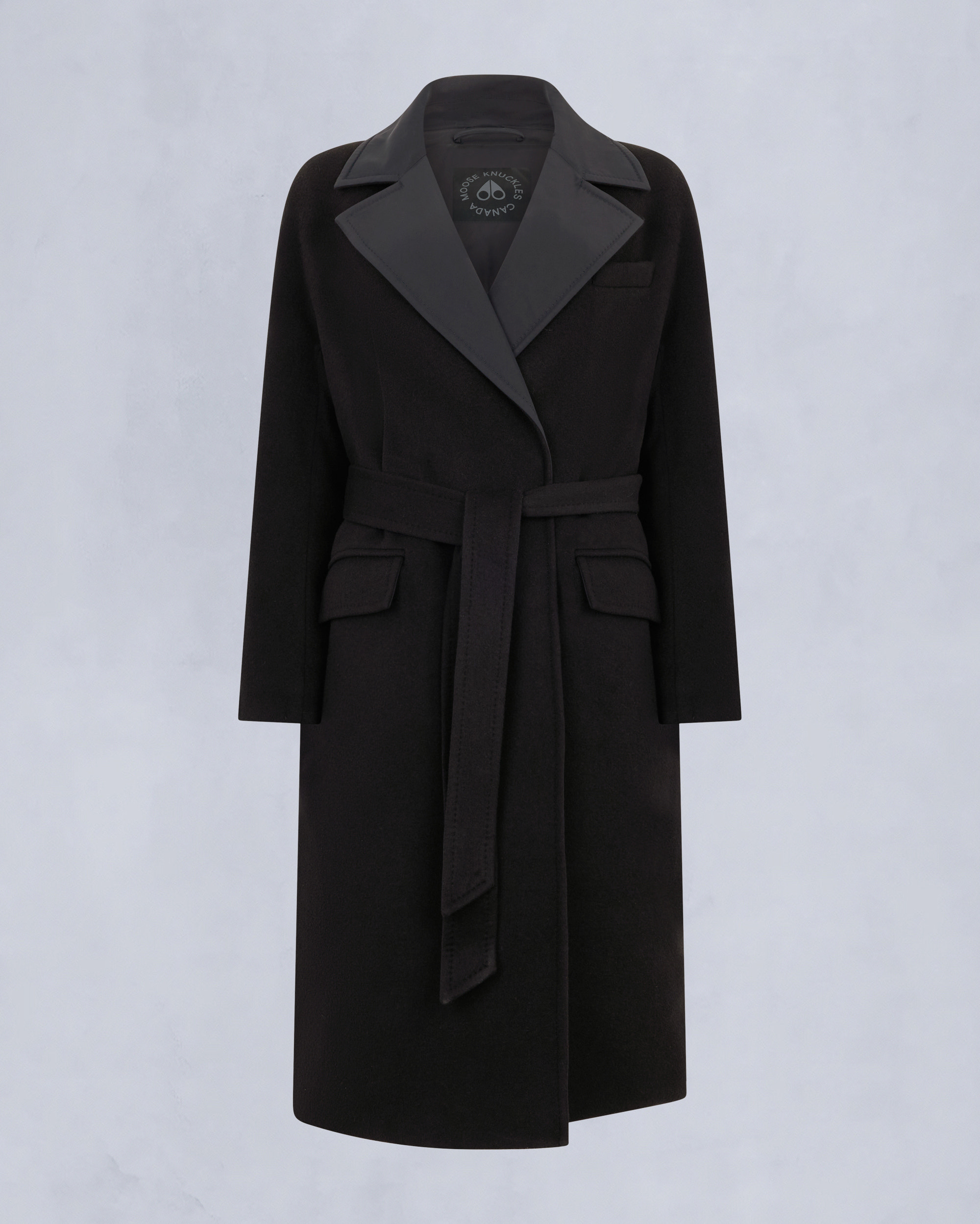 LAFLEUR WOOL LONG WRAP COAT-BLACK