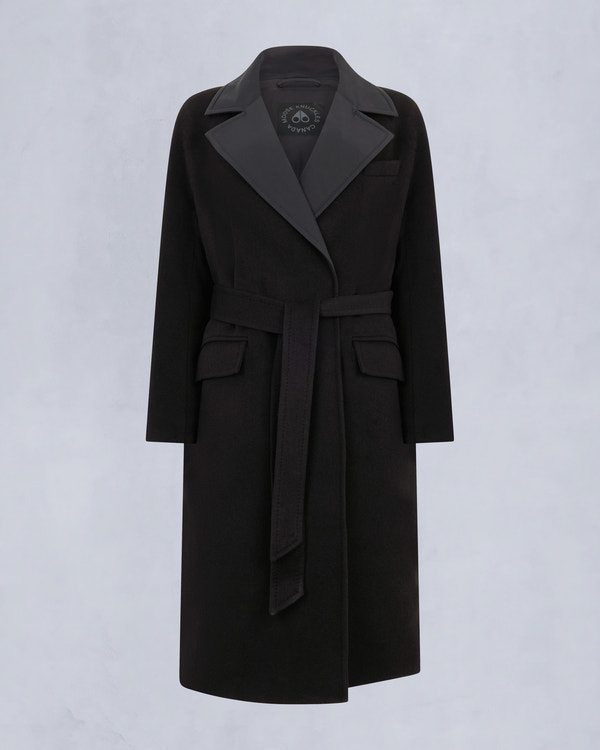 LAFLEUR WOOL LONG WRAP COAT-BLACK