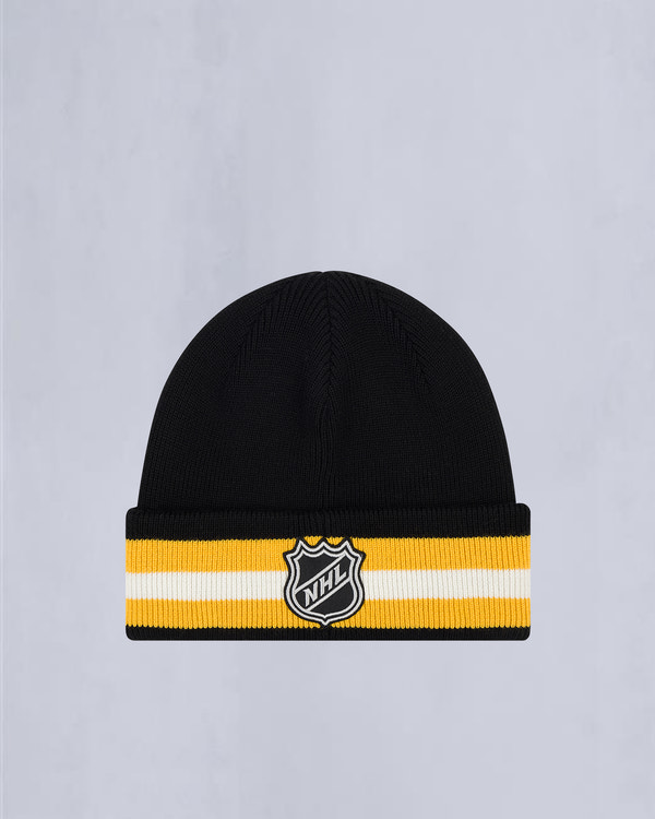 NHL X MOOSE KNUCKLES BRUINS BEANIE-BLACK/YELLOW/BONE