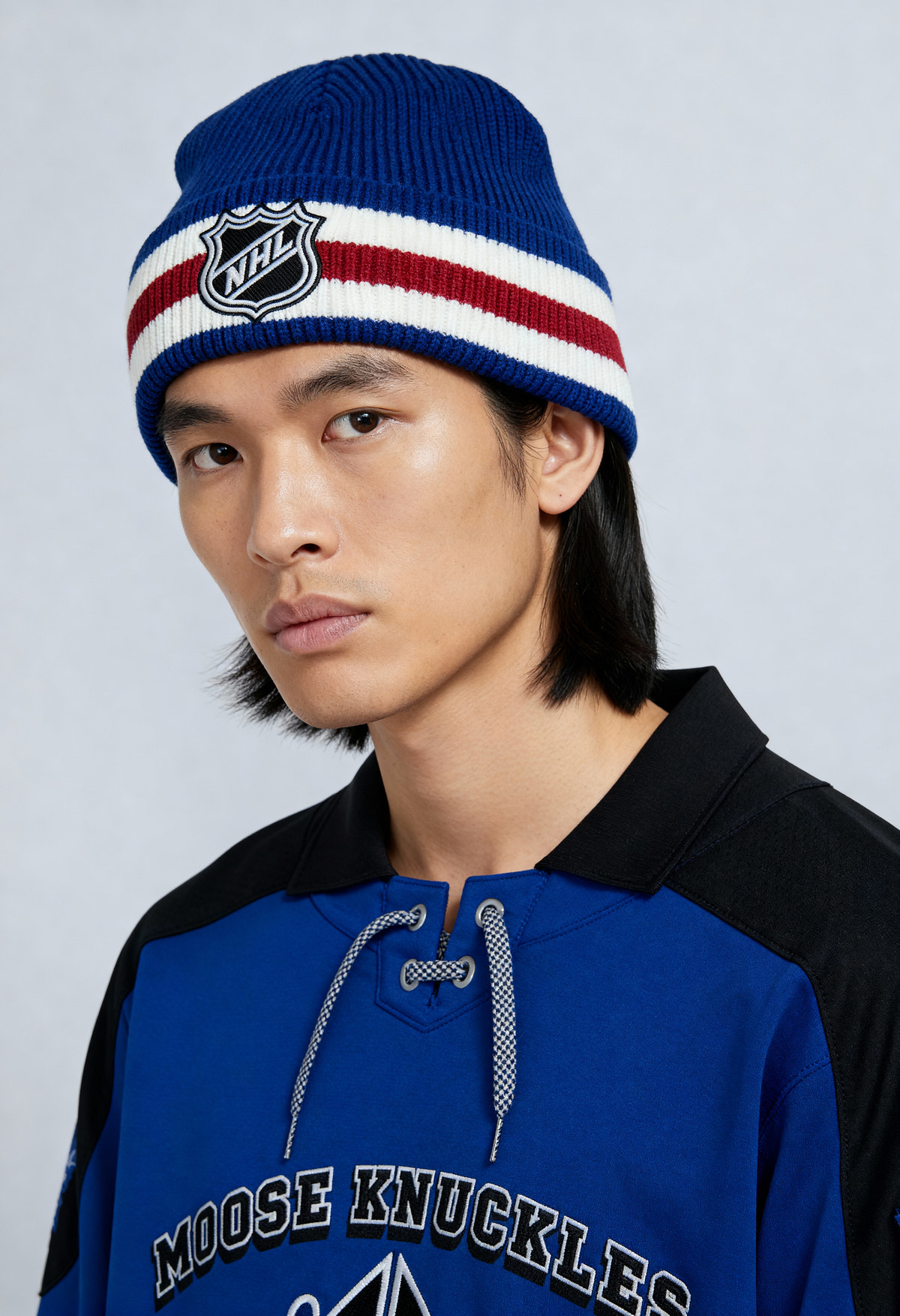NHL X MOOSE KNUCKLES CANADIENS BEANIE-BLUE/RED/BONE