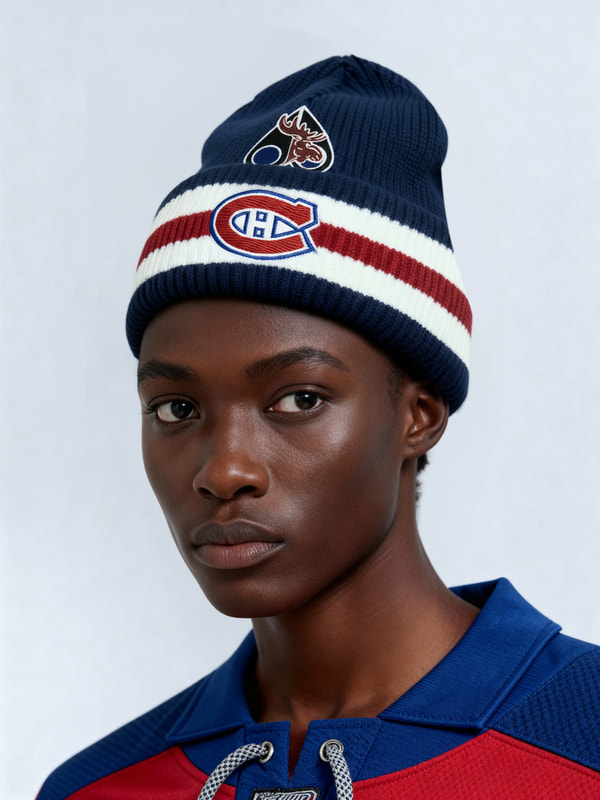 NHL X MOOSE KNUCKLES CANADIENS BEANIE-BLUE/RED/BONE