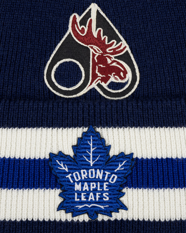 NHL X MOOSE KNUCKLES MAPLE LEAFS BEANIE-NAVY/MAPLE LEAF BLUE/BONE