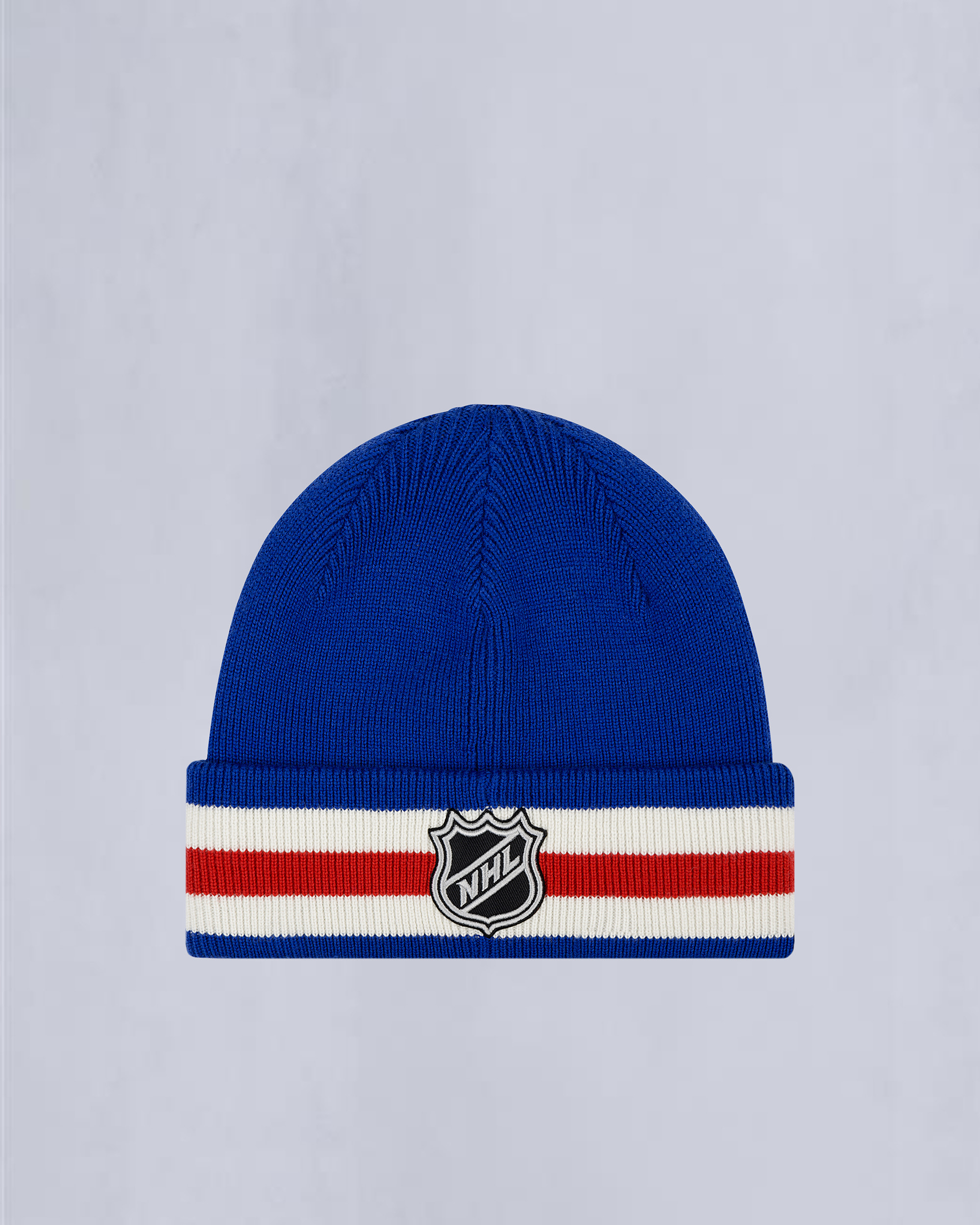 NHL X MOOSE KNUCKLES RANGERS BEANIE-RANGER BLUE/RED/BONE