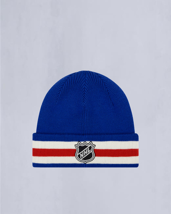 NHL X MOOSE KNUCKLES RANGERS BEANIE-RANGER BLUE/RED/BONE