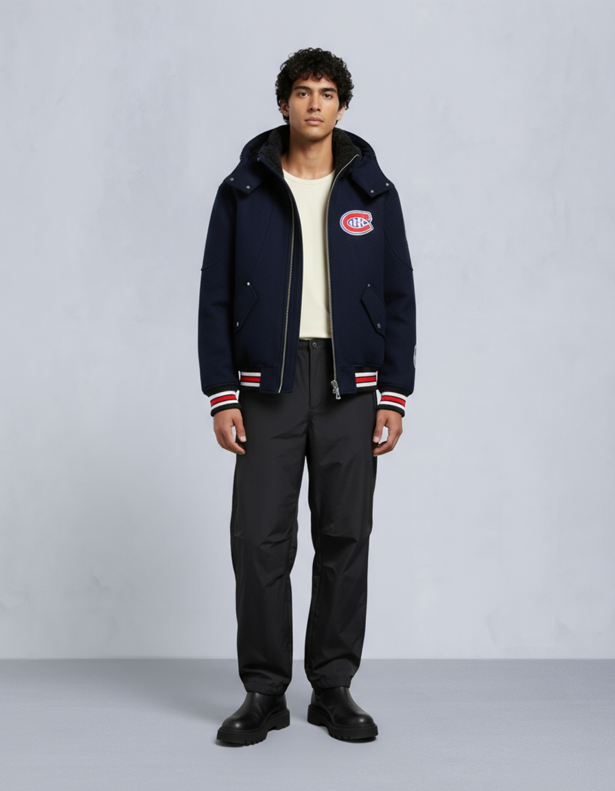 NHL X MOOSE KNUCKLES CANADIENS BOMBER JACKET-NAVY/RED/BONE/BLACK