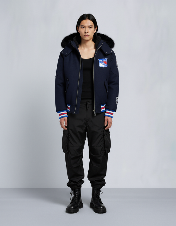 BLOUSON AVIATEUR NHL X MOOSE KNUCKLES RANGERS-BLEU MARINE/ROUGE/OS/NOIR