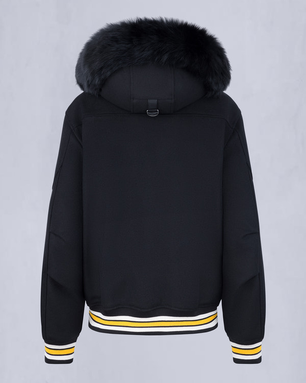 NHL X MOOSE KNUCKLES BRUINS BOMBER JACKET-BLACK/BONE/BONE