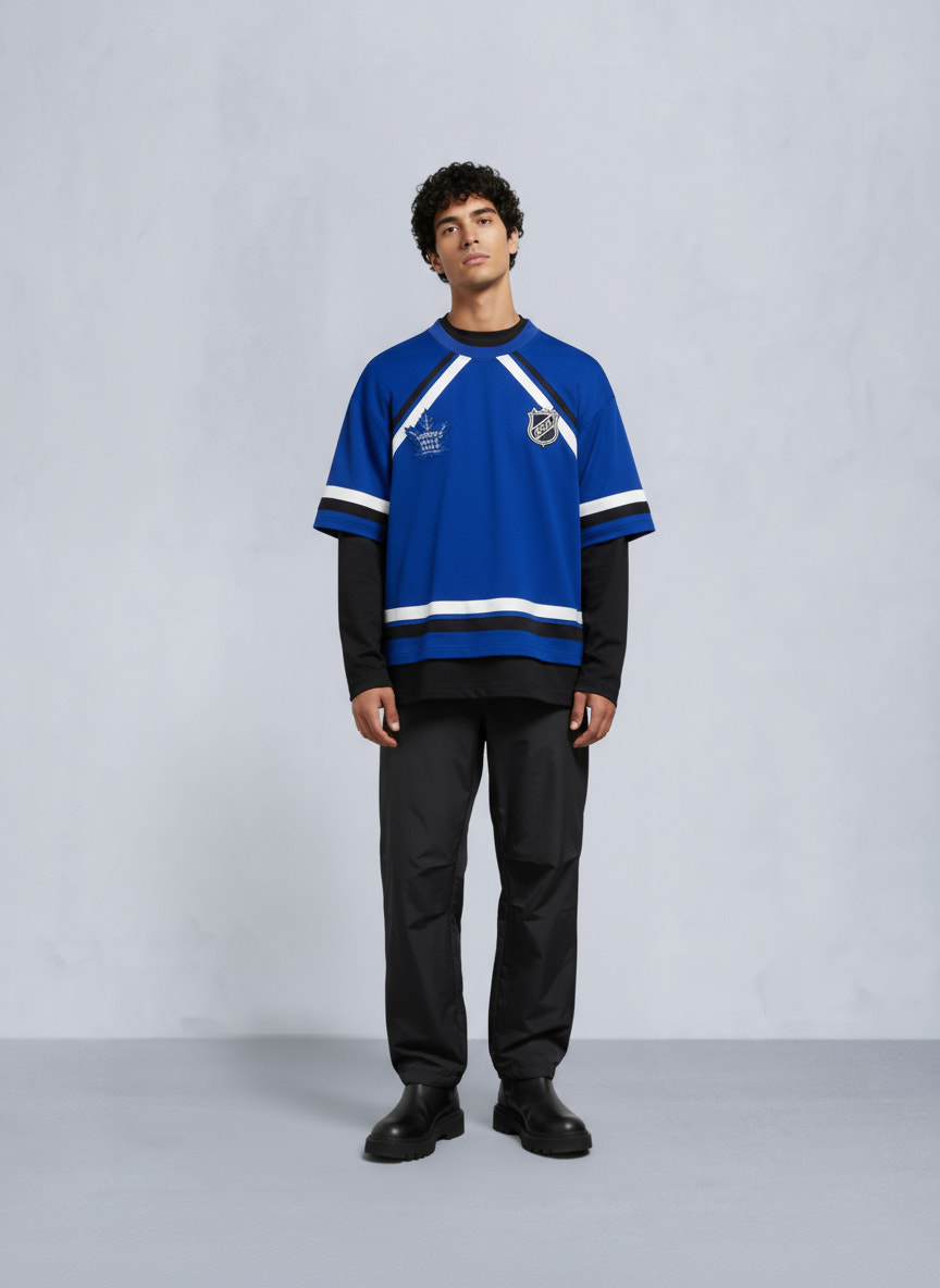 NHL X MOOSE KNUCKLES MAPLE LEAFS TEE-BLUE/BLACK/BONE