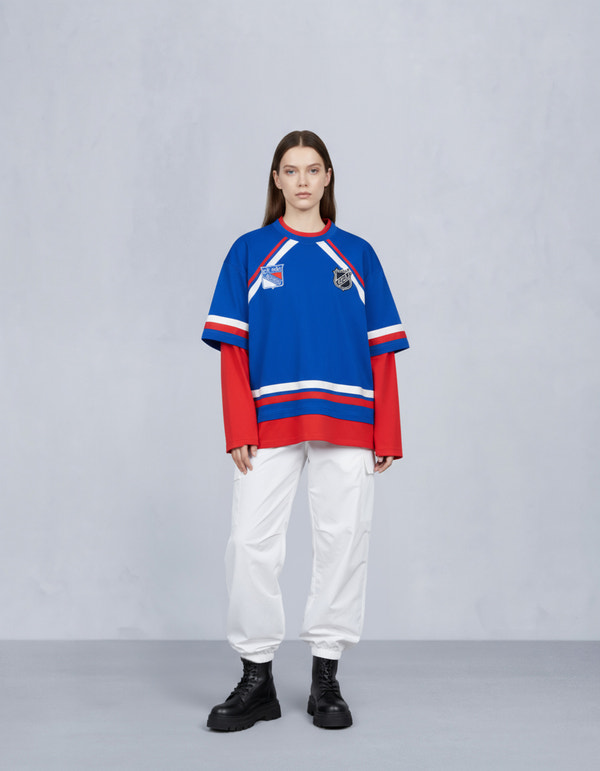 NHL X MOOSE KNUCKLES RANGERS TEE-RANGERS BLUE/RED/BONE