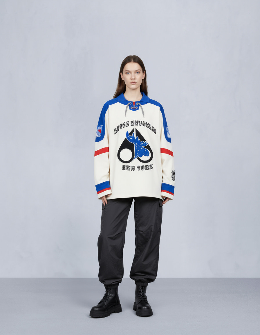 NHL X MOOSE KNUCKLES RANGERS JERSEY-BONE/RANGERS BLUE/RED