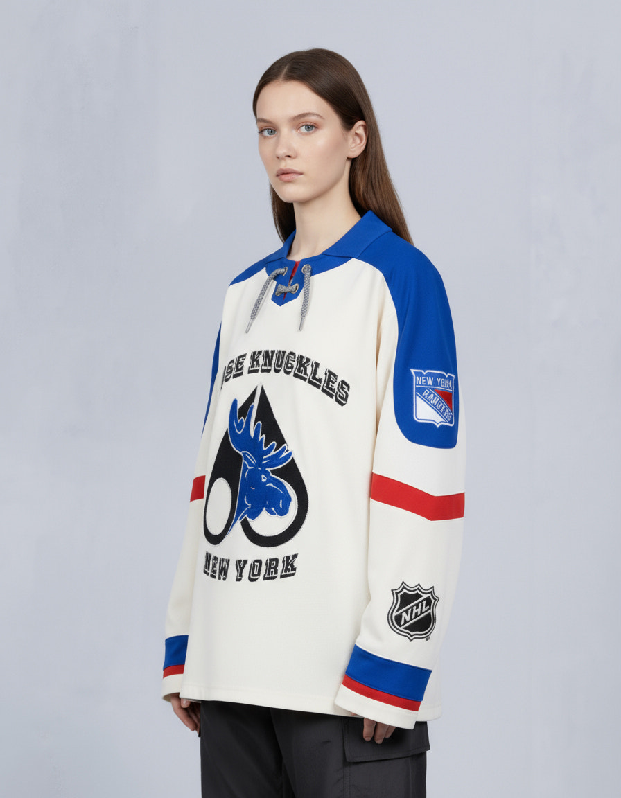 NHL X MOOSE KNUCKLES RANGERS JERSEY-BONE/RANGERS BLUE/RED