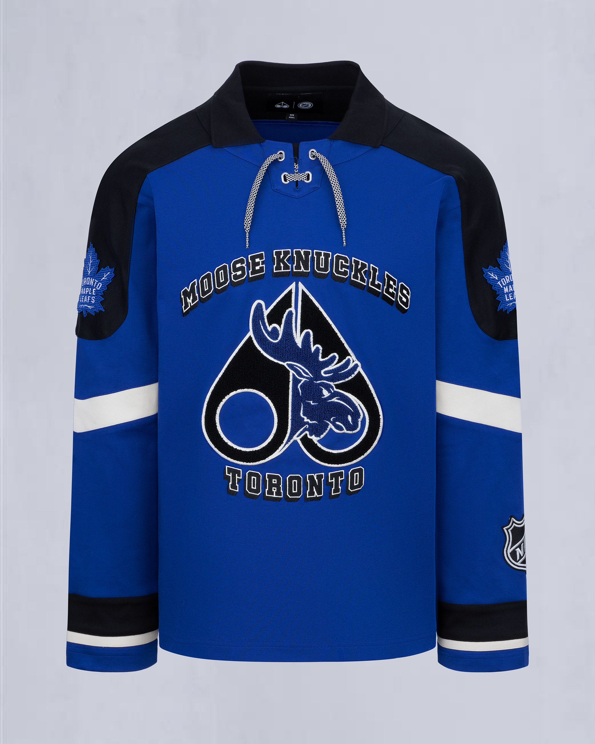 NHL X MOOSE KNUCKLES MAPLE LEAFS JERSEY-BLUE/BLACK/BONE