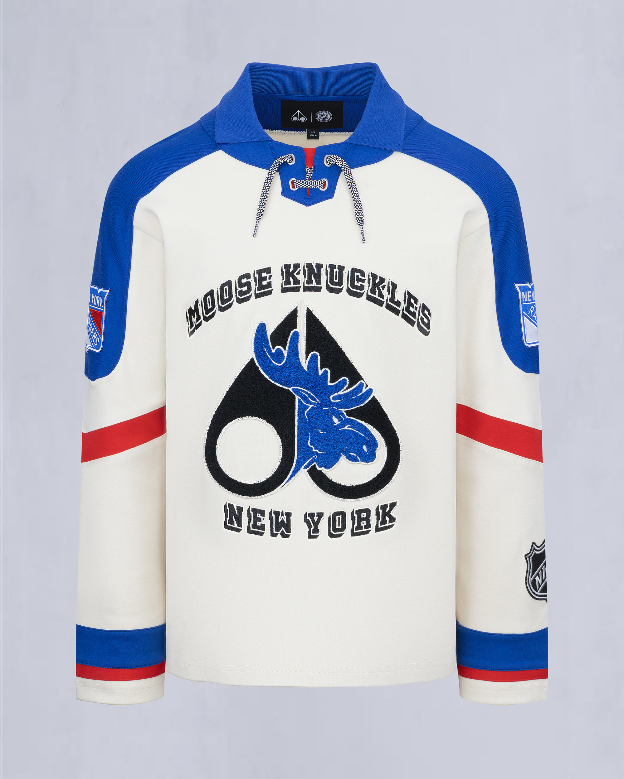 NHL X MOOSE KNUCKLES RANGERS JERSEY-BONE/RANGERS BLUE/RED