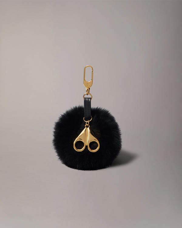 TASCHENANHÄNGER MIT POMPON-SCHWARZ