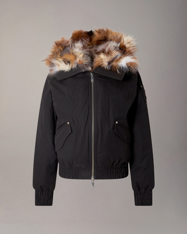 BLOUSON AVIATEUR EN DUVET ET FOURRURE PIONEER-NOIR