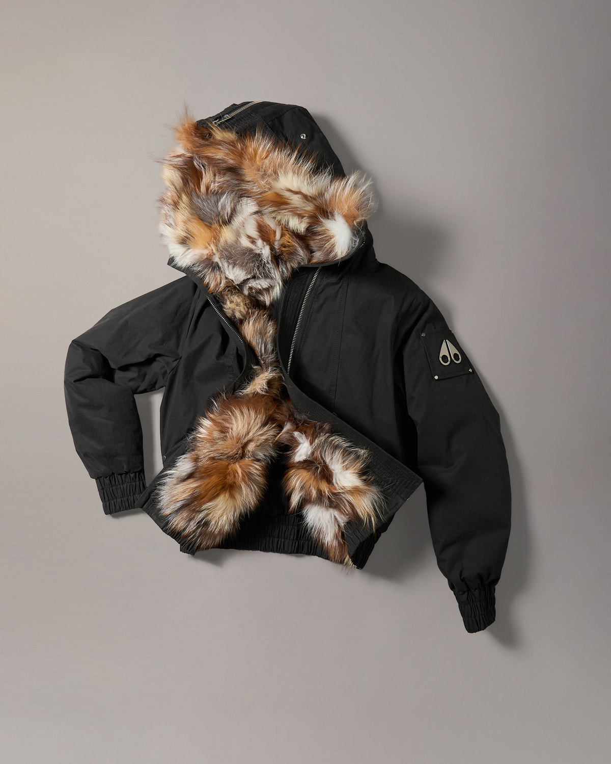 BLOUSON AVIATEUR EN DUVET ET FOURRURE PIONEER-NOIR
