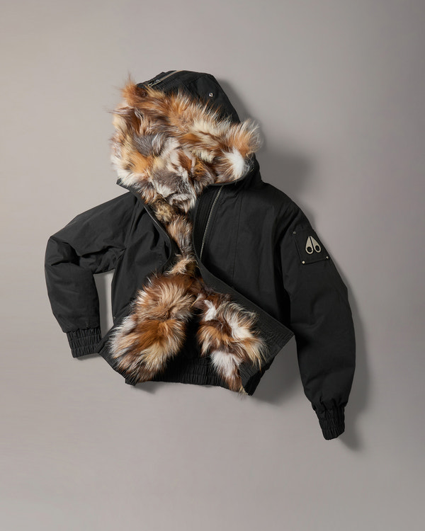 BLOUSON AVIATEUR EN DUVET ET FOURRURE PIONEER-NOIR
