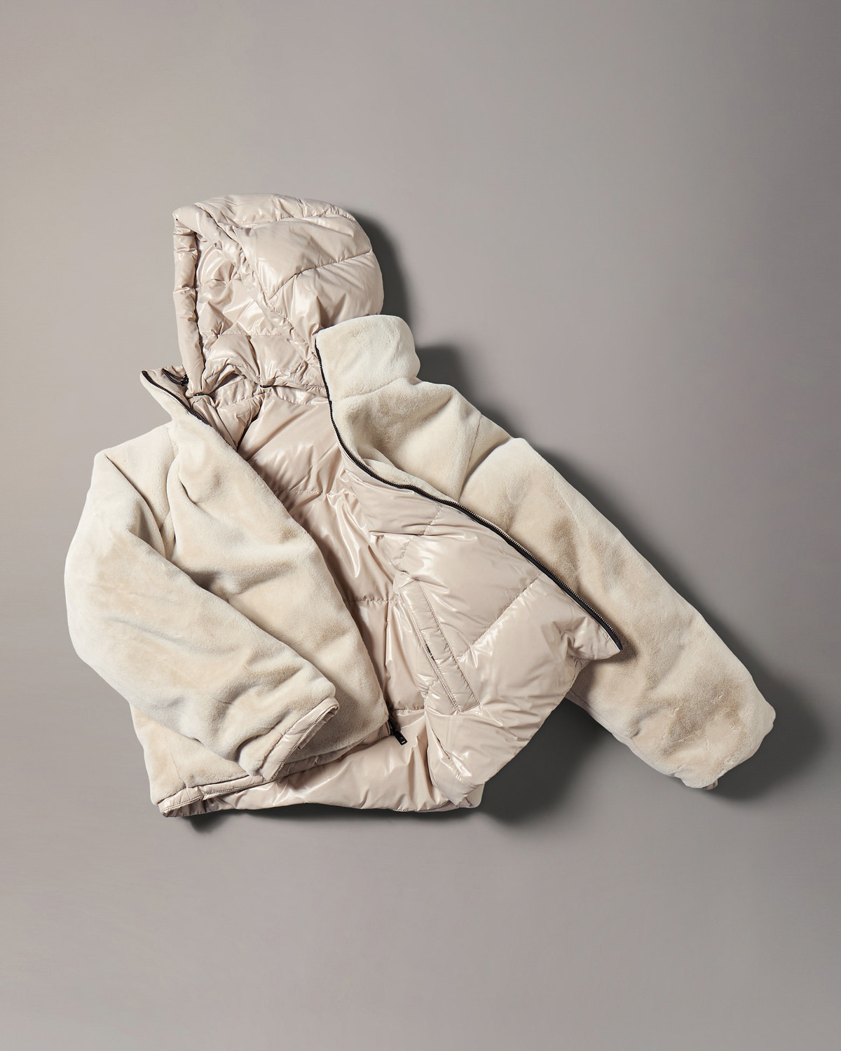 MANTEAU MATELASSÉ RÉVERSIBLE EN DUVET QUEENS-ALABASTER