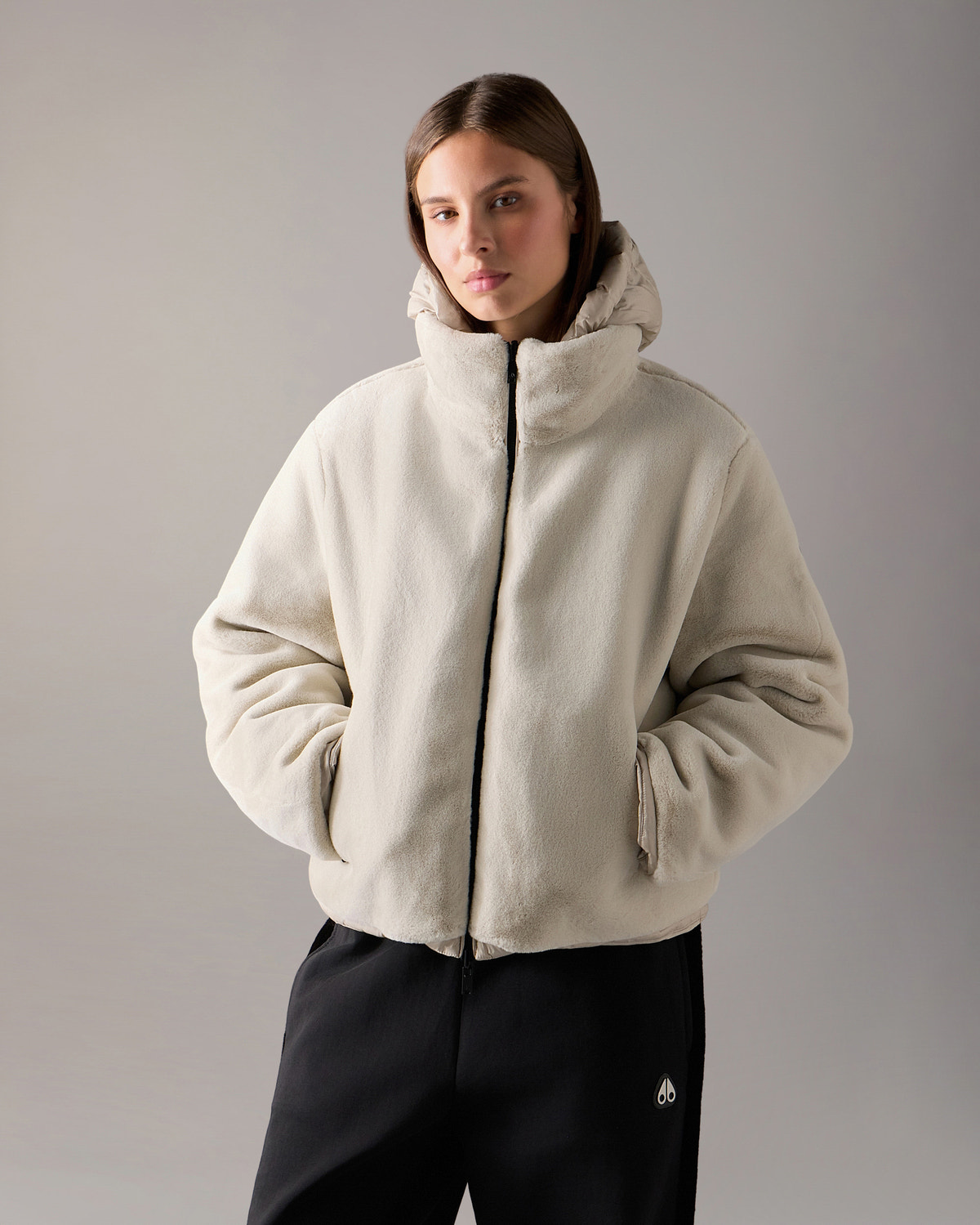 MANTEAU MATELASSÉ RÉVERSIBLE EN DUVET QUEENS-ALABASTER