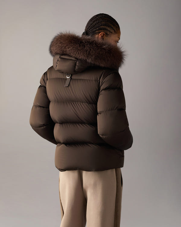 NORTHBOUND FOX FUR & DOWN JACKET-ESPRESSO