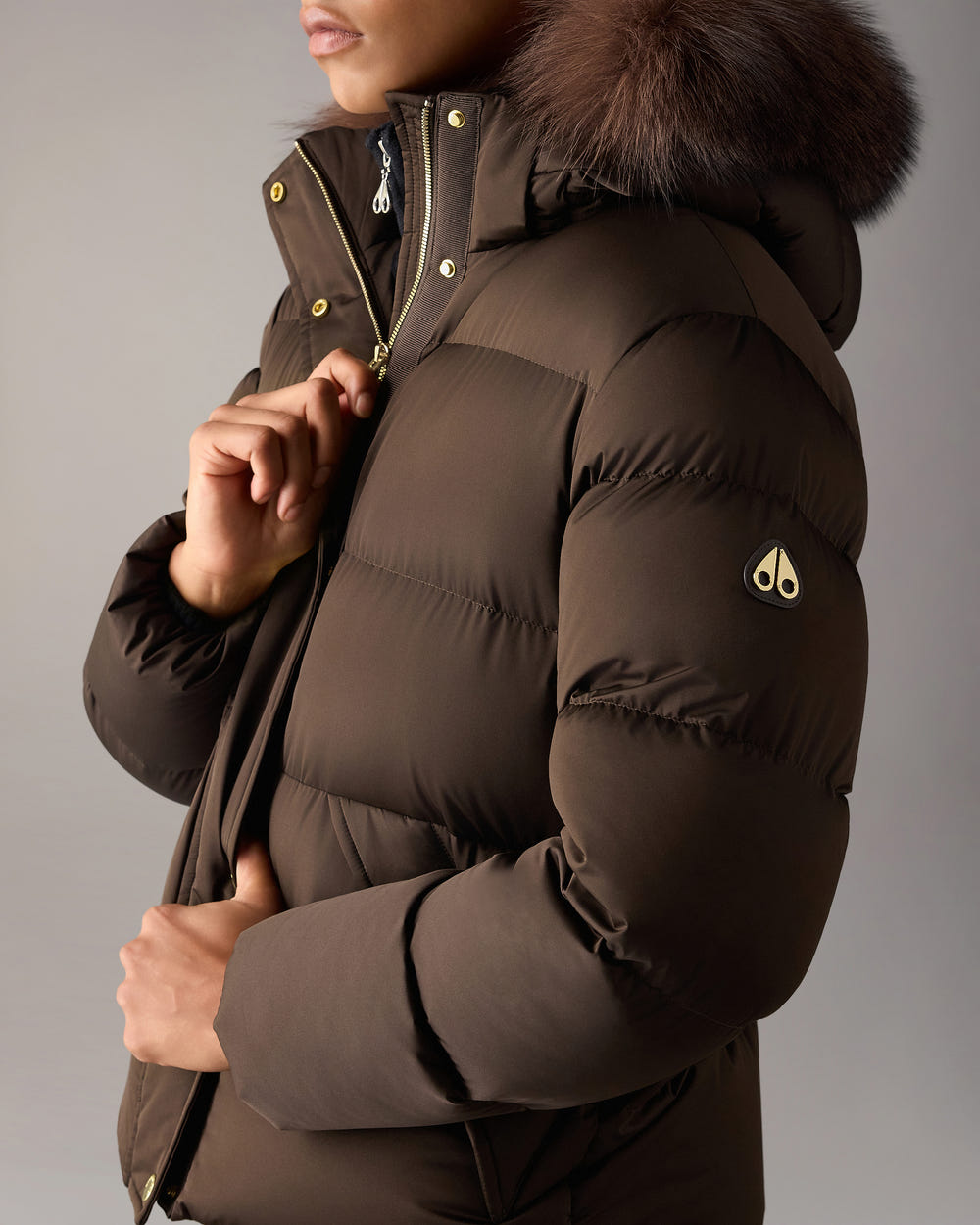 NORTHBOUND FOX FUR & DOWN JACKET-ESPRESSO