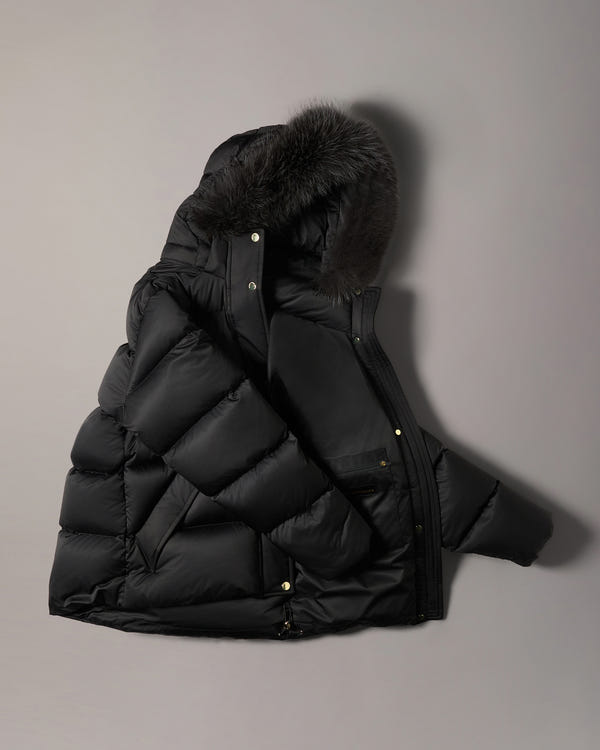 MANTEAU NORTHBOUND EN FOURRURE DE RENARD ET DUVET-NOIR