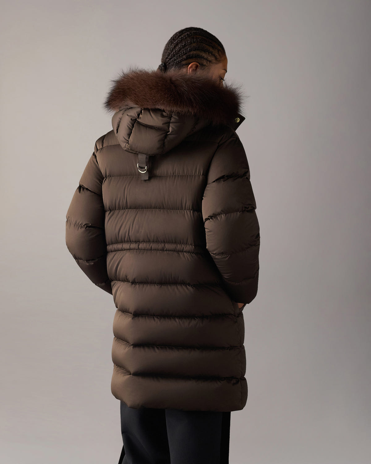 NORTHBOUND FOX FUR & DOWN PARKA-ESPRESSO