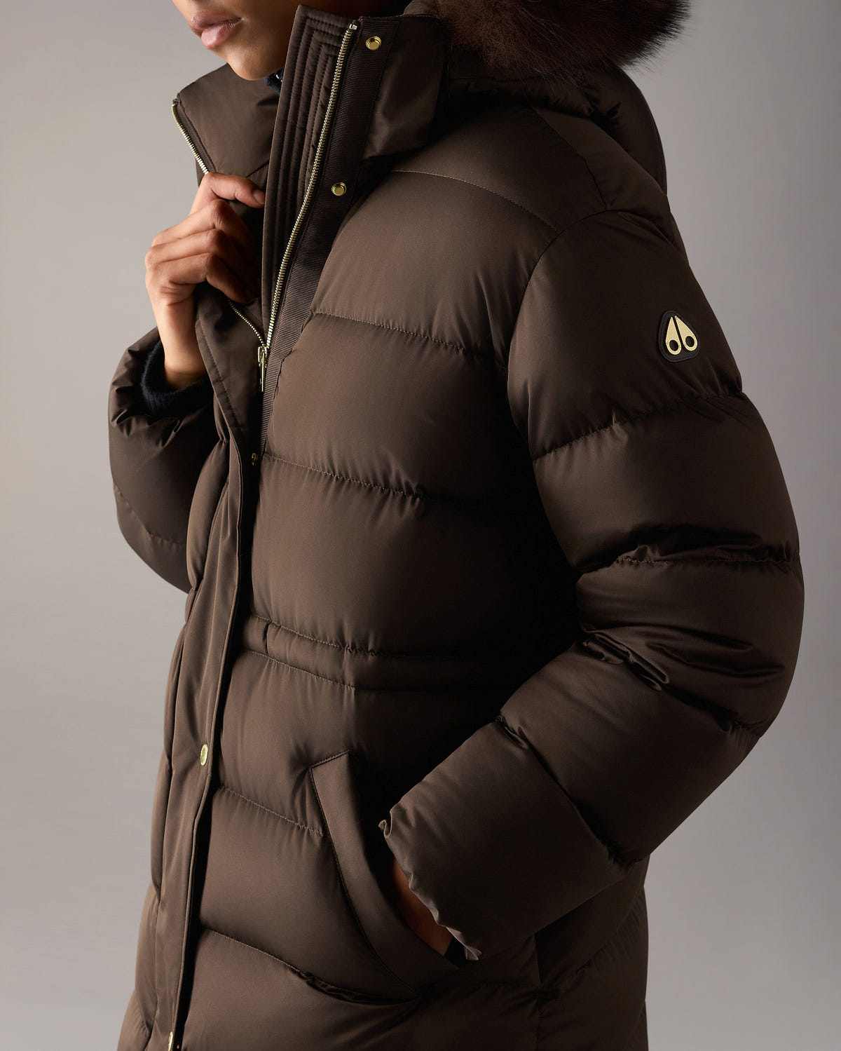 NORTHBOUND FOX FUR & DOWN PARKA-ESPRESSO
