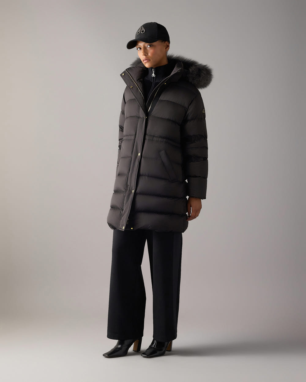 NORTHBOUND FOX FUR & DOWN PARKA-BLACK