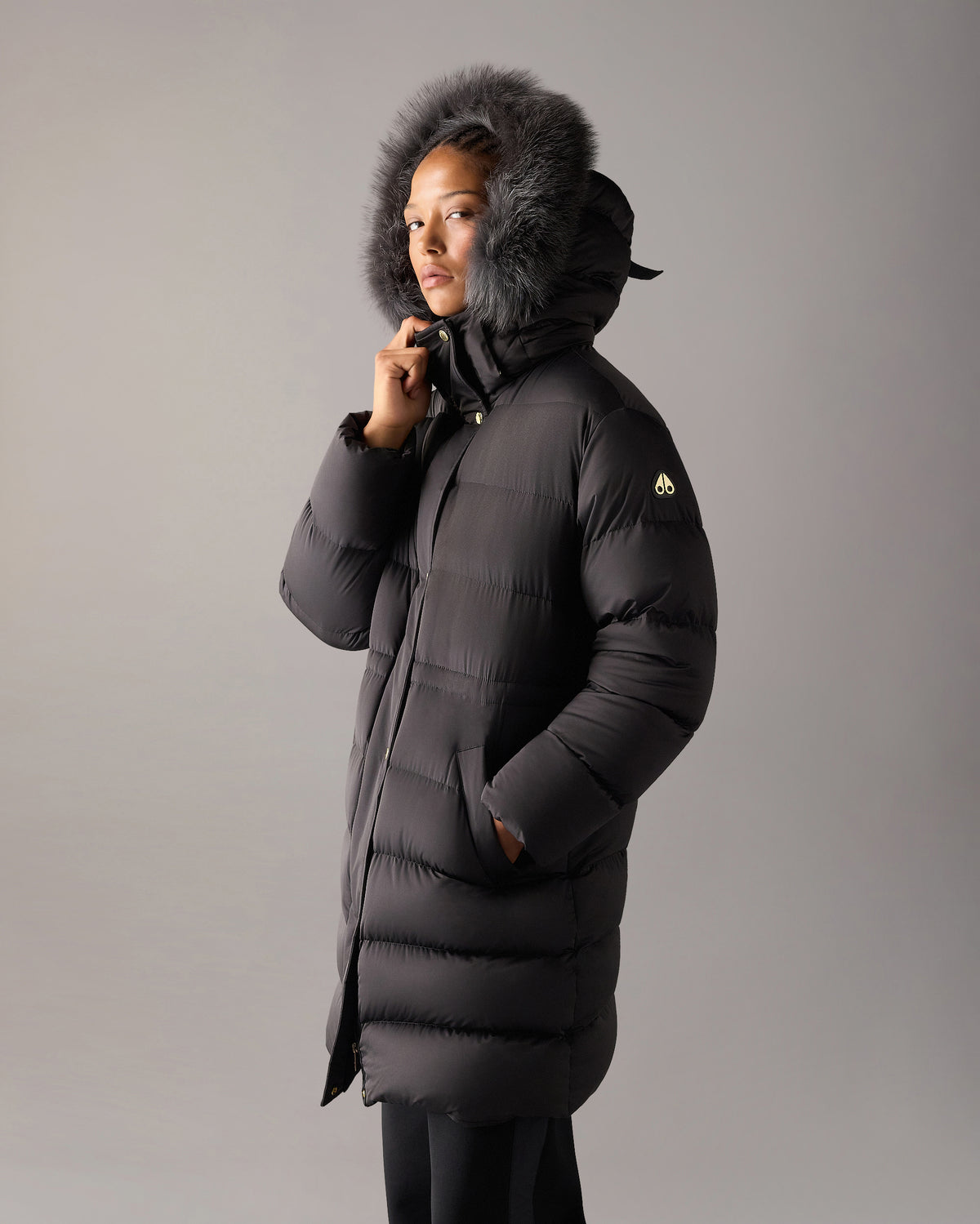 NORTHBOUND FOX FUR & DOWN PARKA-BLACK