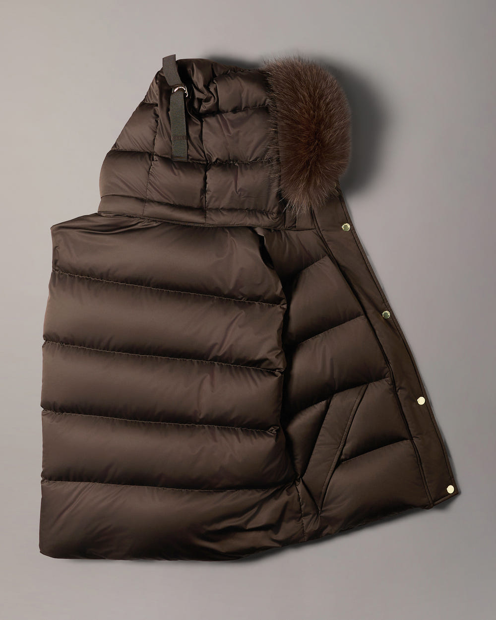 NORTHBOUND FOX FUR & DOWN VEST-ESPRESSO