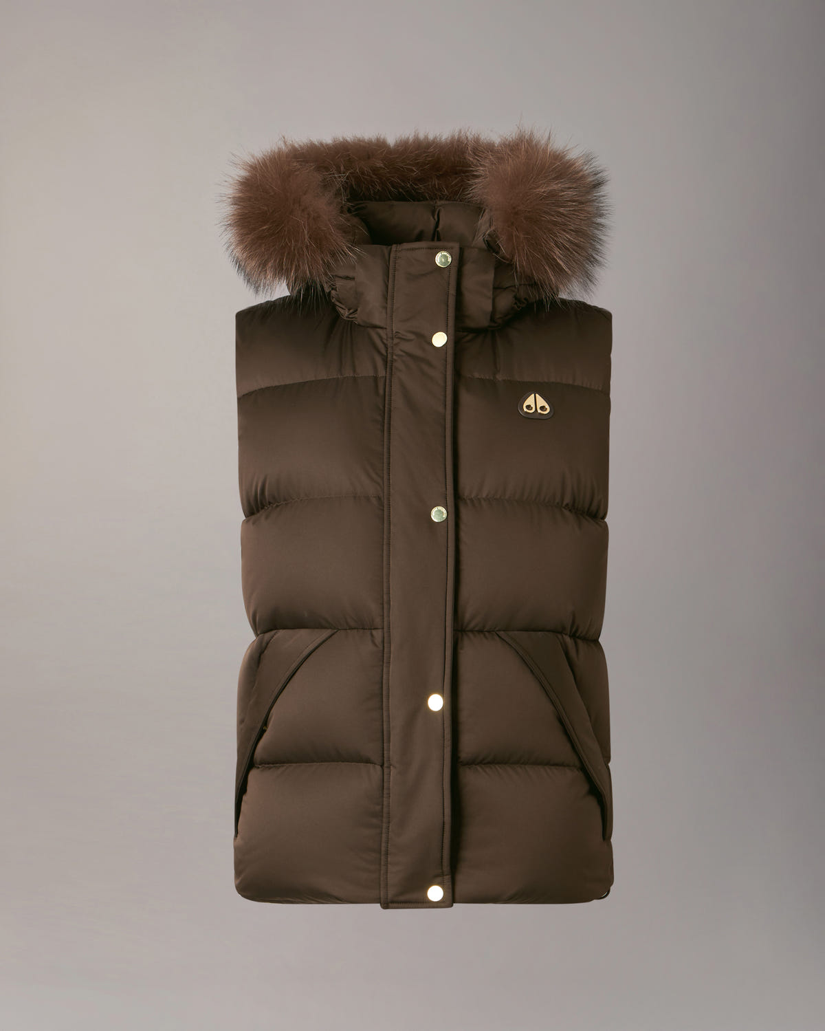 NORTHBOUND FOX FUR & DOWN VEST-ESPRESSO
