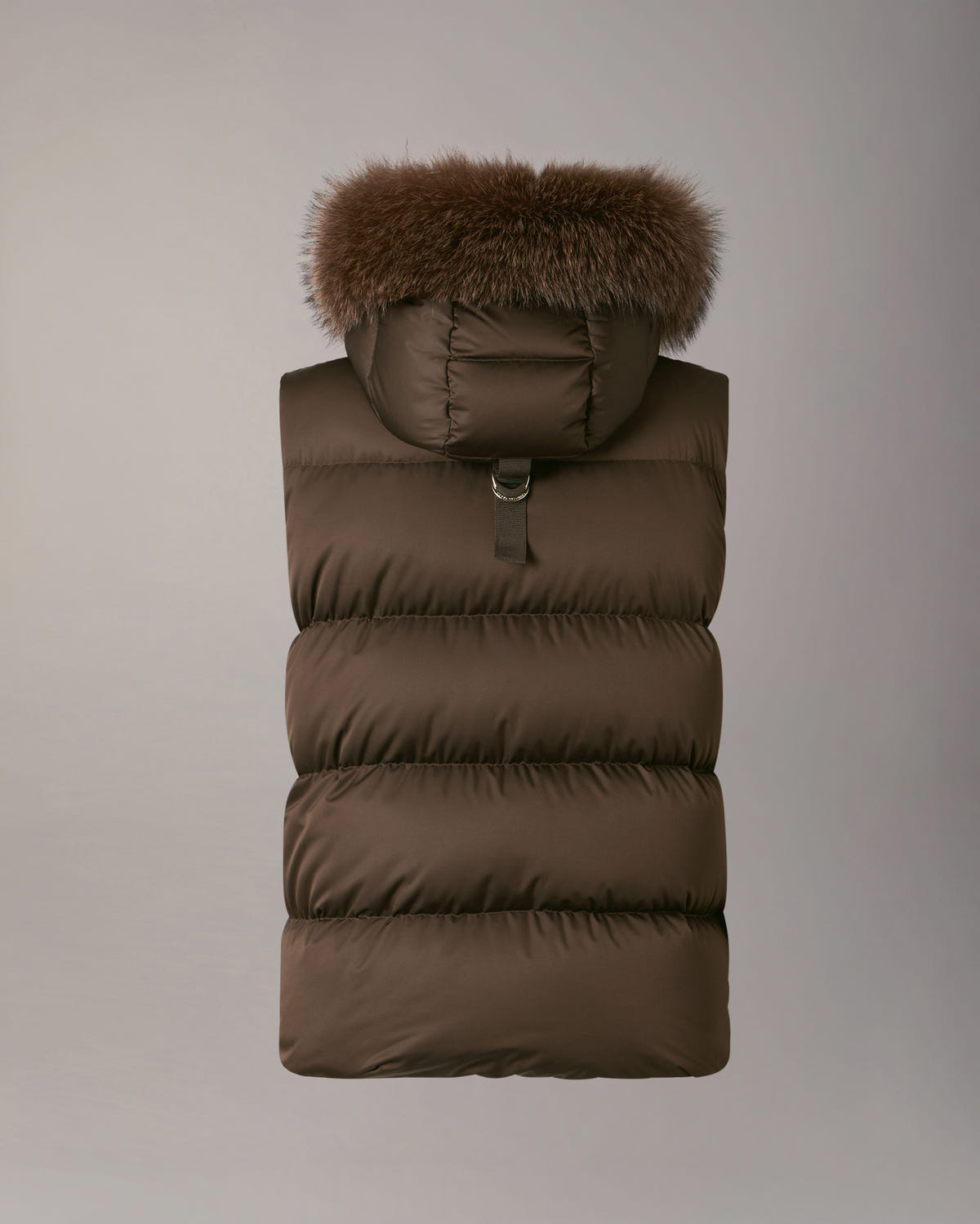 NORTHBOUND FOX FUR & DOWN VEST-ESPRESSO