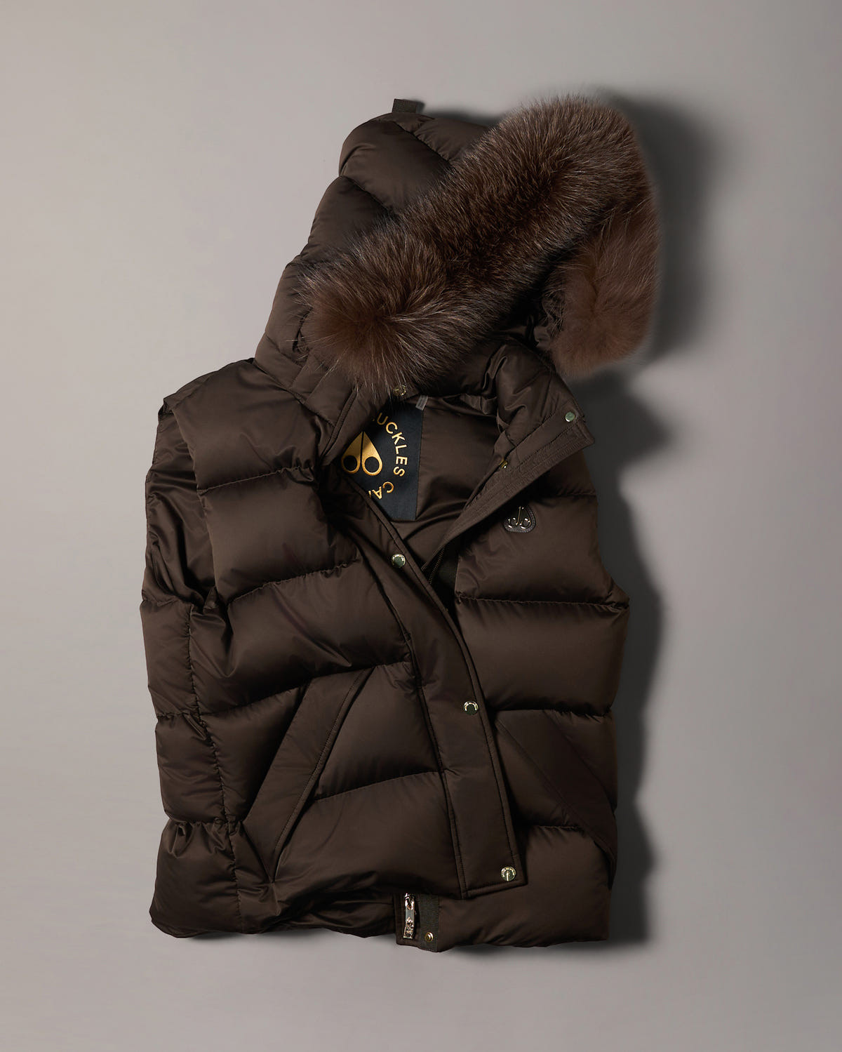 NORTHBOUND FOX FUR & DOWN VEST-ESPRESSO