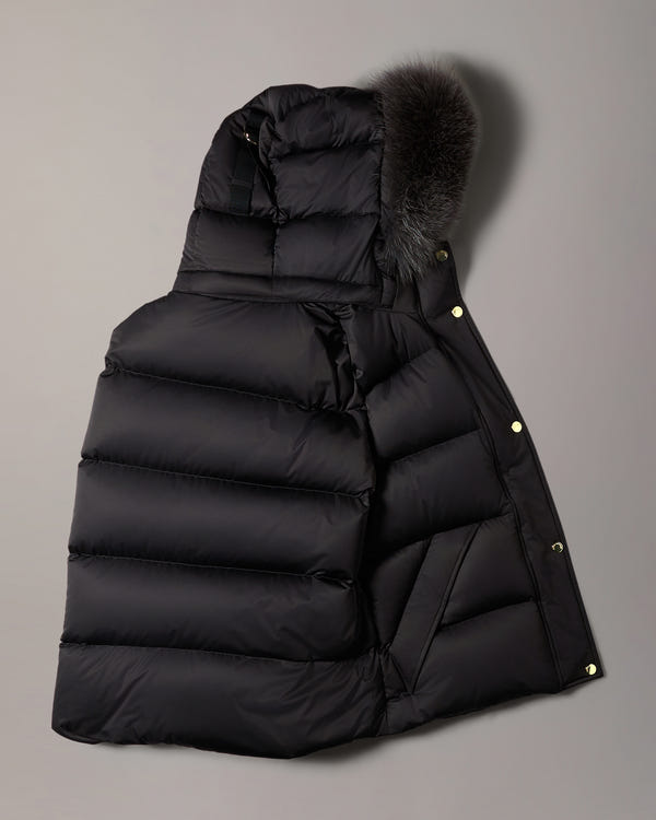 NORTHBOUND FOX FUR & DOWN VEST-BLACK