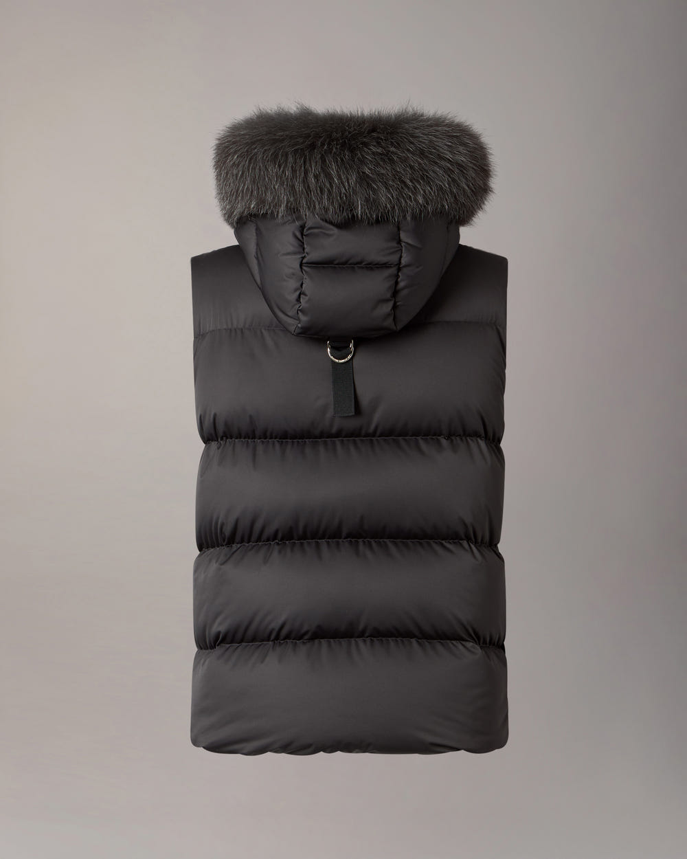 NORTHBOUND FOX FUR & DOWN VEST-BLACK