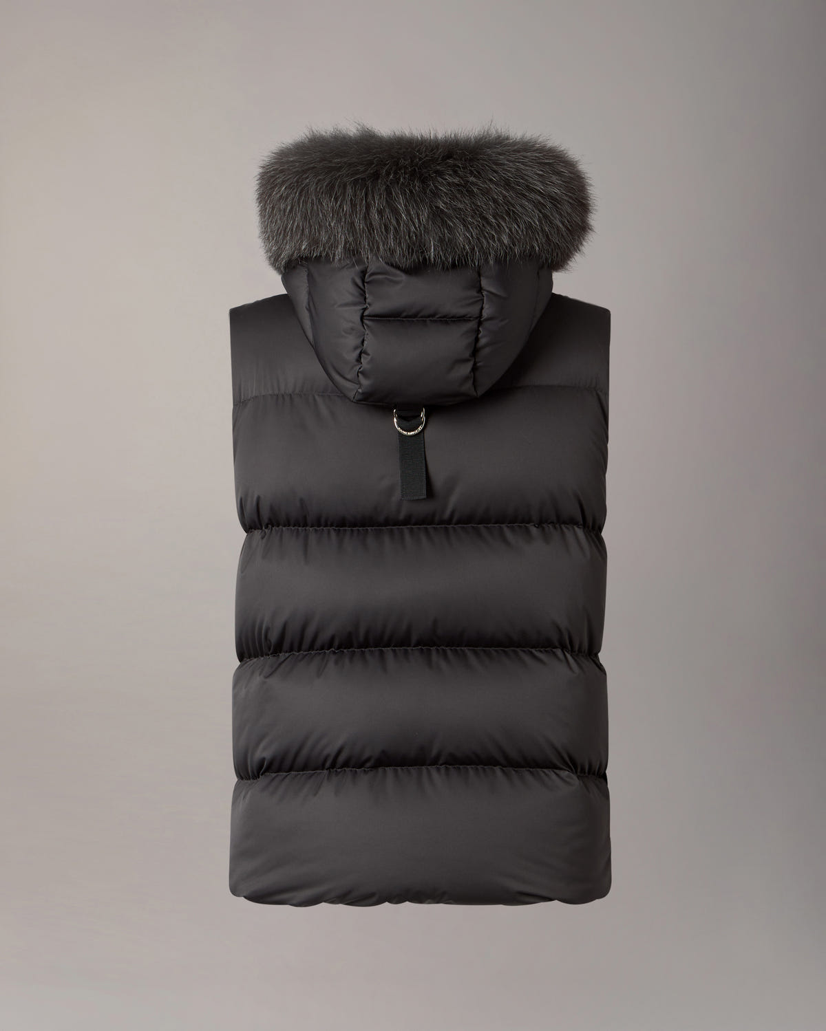 NORTHBOUND FOX FUR & DOWN VEST-BLACK