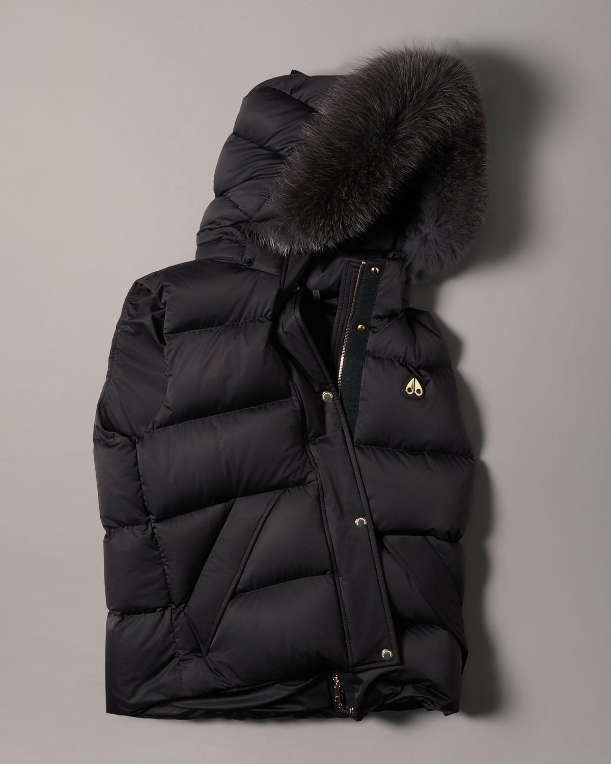 NORTHBOUND FOX FUR & DOWN VEST-BLACK
