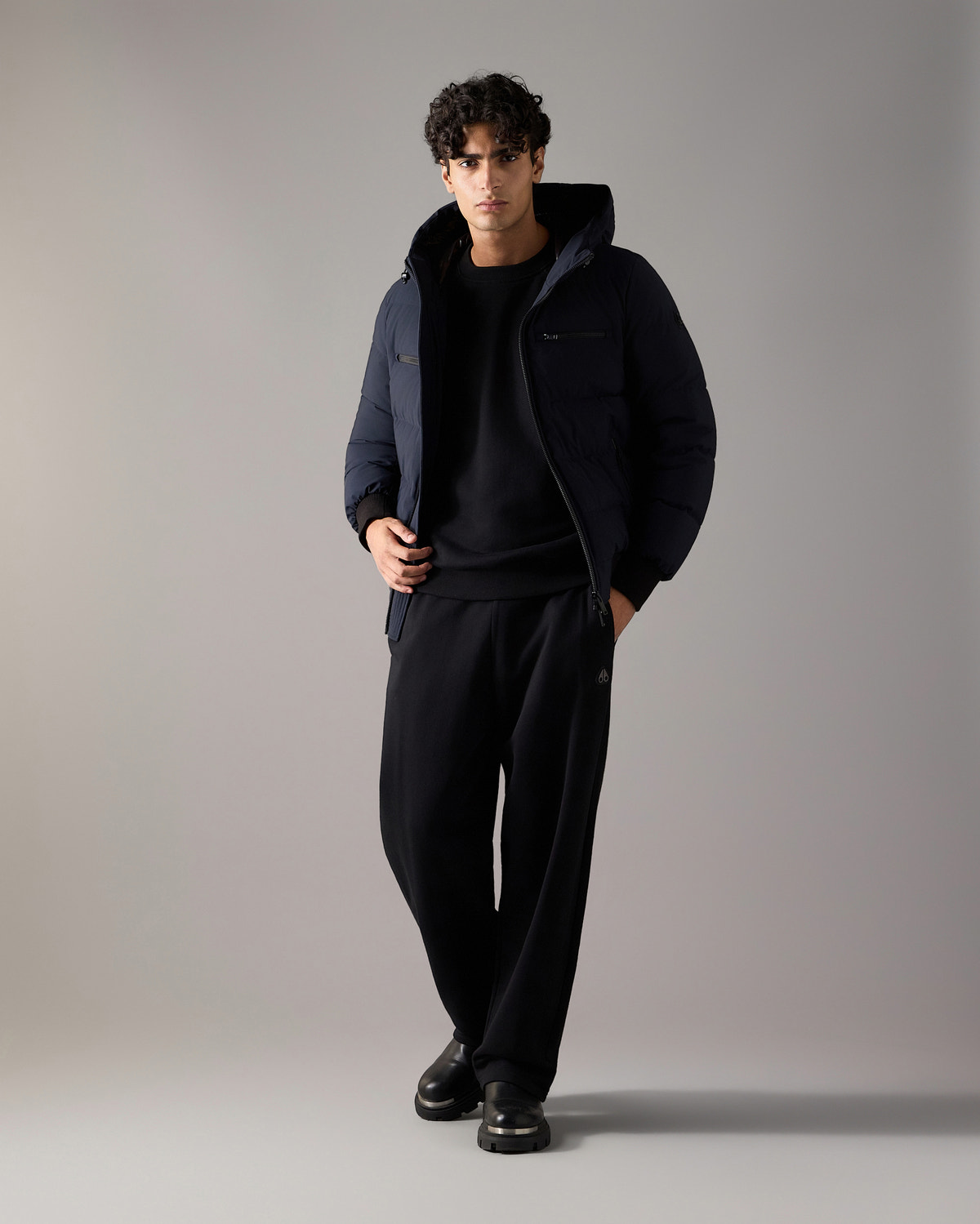 BLOUSON AVIATEUR EN DUVET SOHO-BLEU MARINE