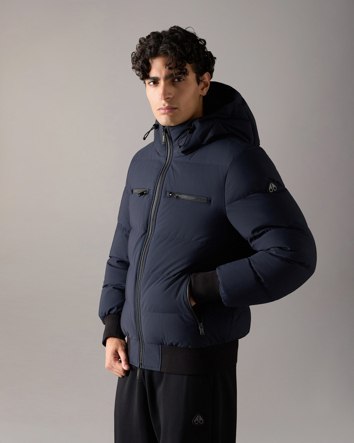 BLOUSON AVIATEUR EN DUVET SOHO-BLEU MARINE