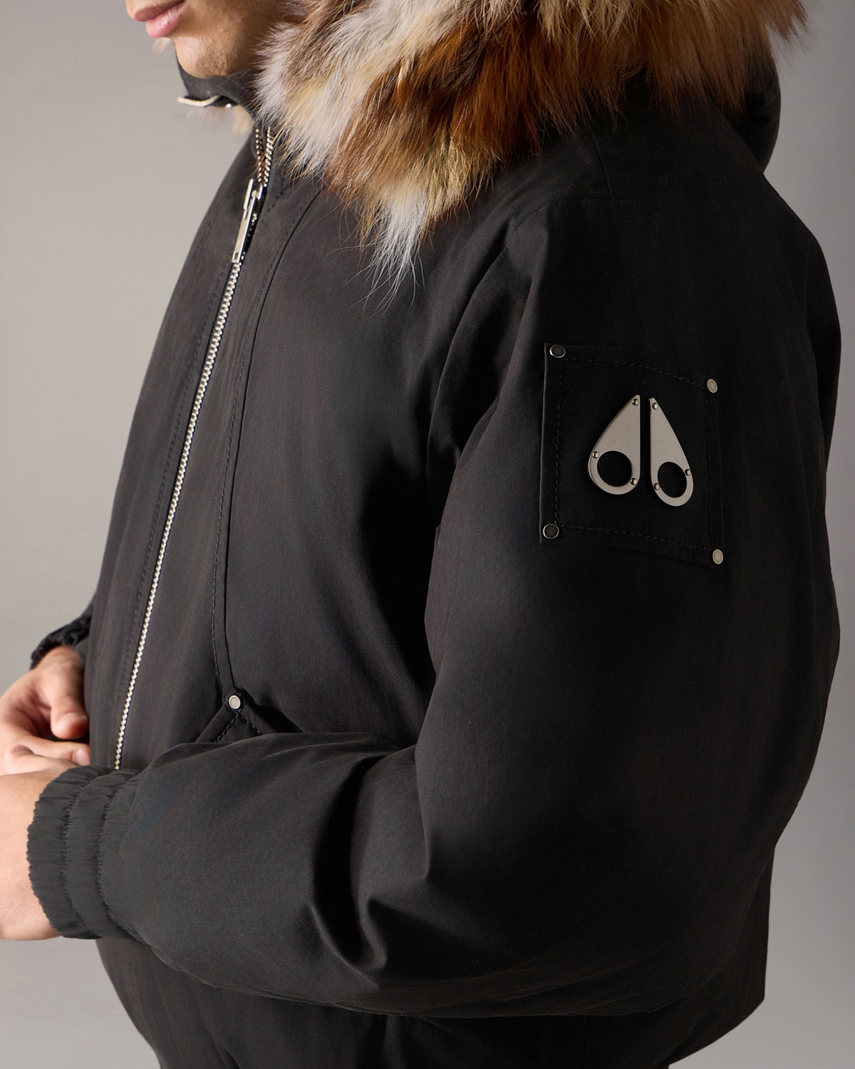 BLOUSON AVIATEUR EN DUVET ET FOURRURE PIONEER-SCHWARZ