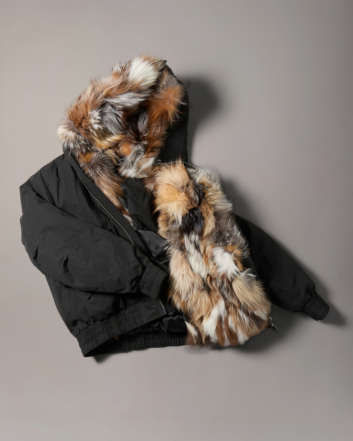 BLOUSON AVIATEUR EN DUVET ET FOURRURE PIONEER-SCHWARZ