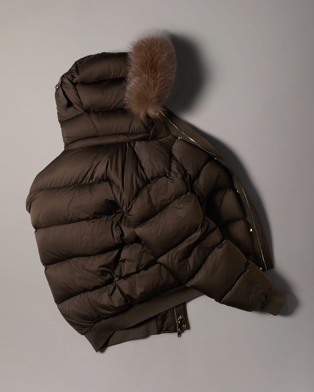 NORTHBOUND FOX FUR & DOWN BOMBER-ESPRESSO