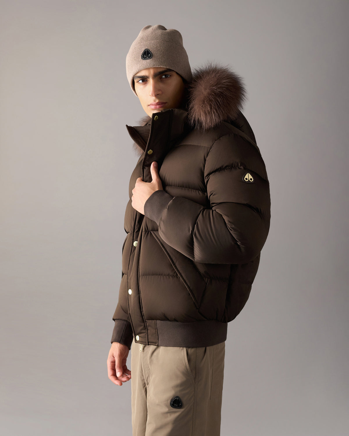 NORTHBOUND FOX FUR & DOWN BOMBER-ESPRESSO