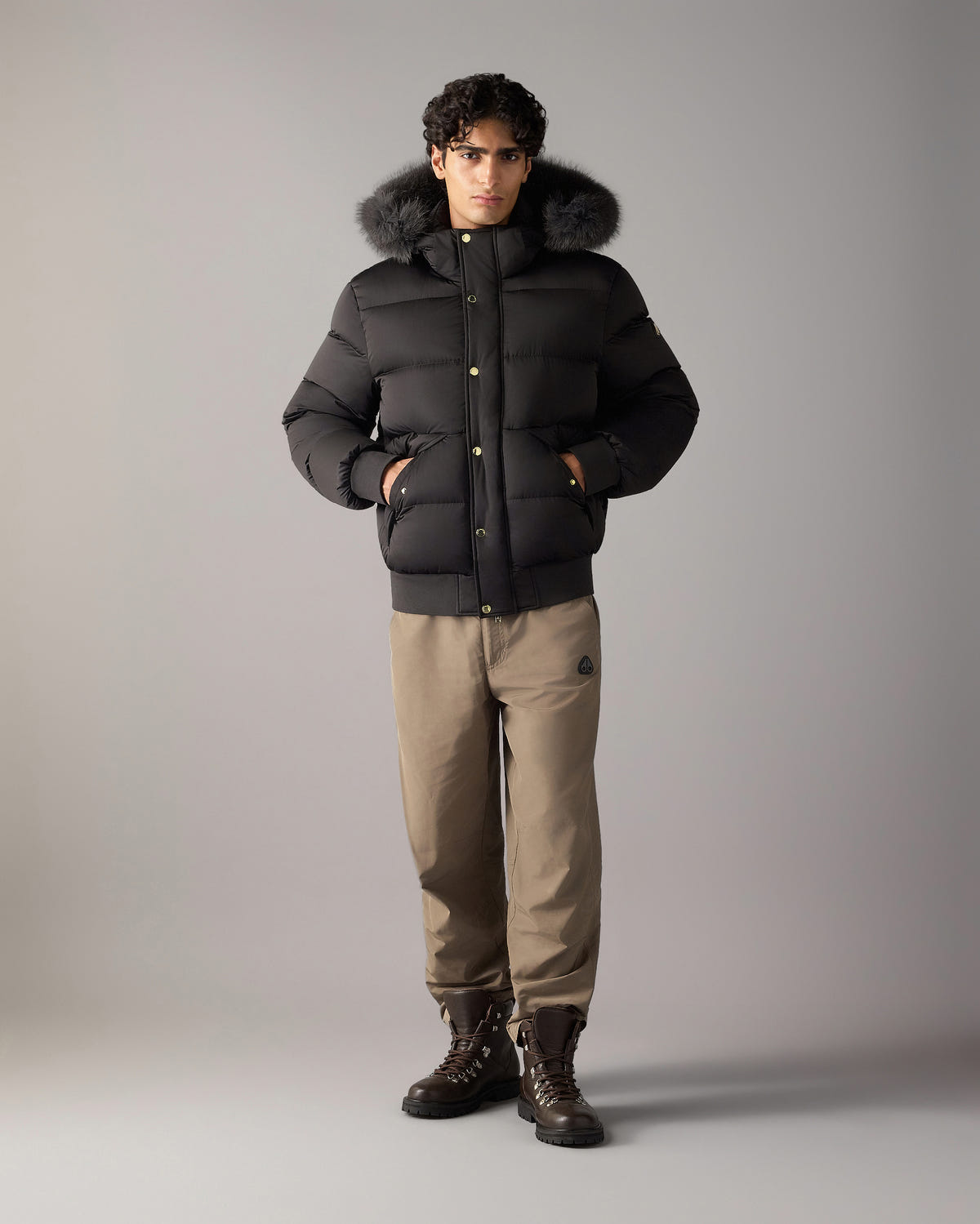 NORTHBOUND FOX FUR & DOWN BOMBER-BLACK