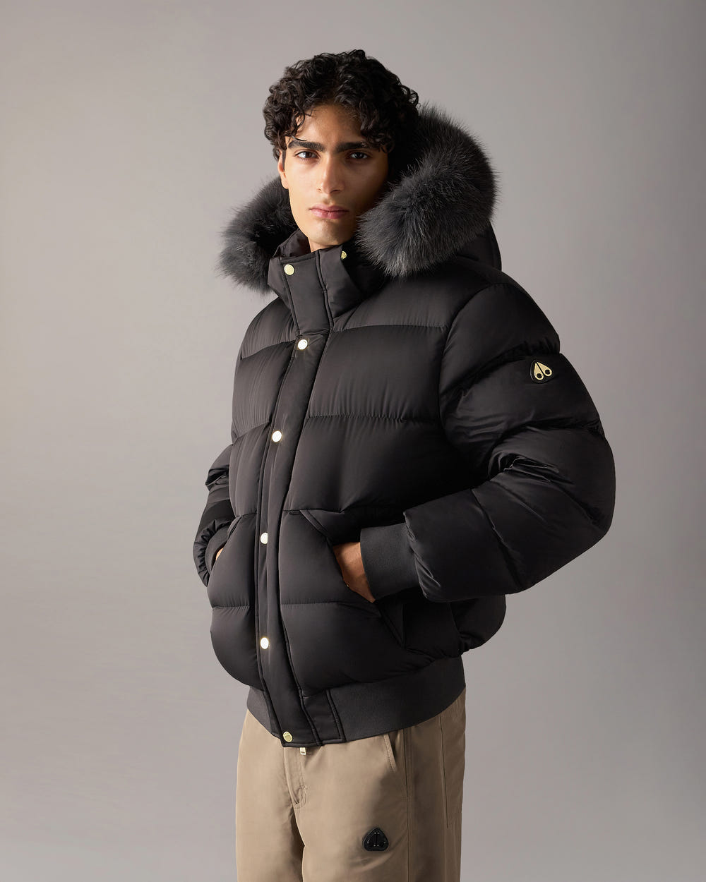 NORTHBOUND FOX FUR & DOWN BOMBER-BLACK