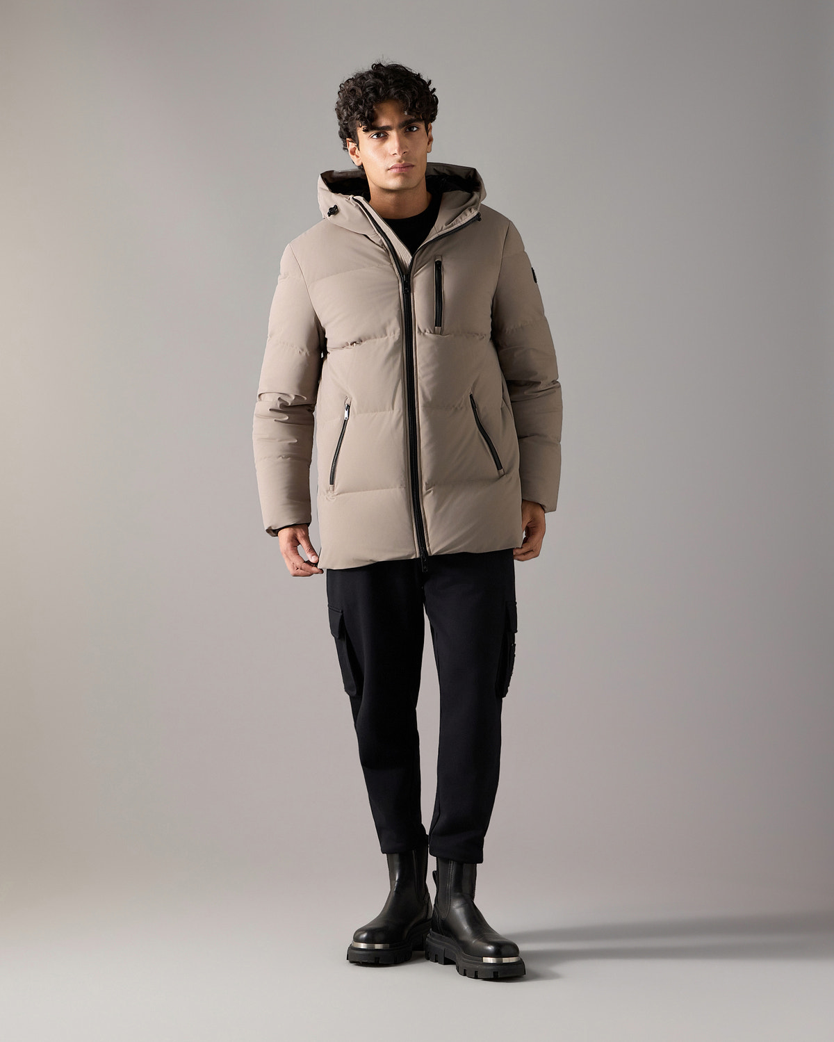 MANTEAU EN DUVET SOHO 3Q-CENDRÉ